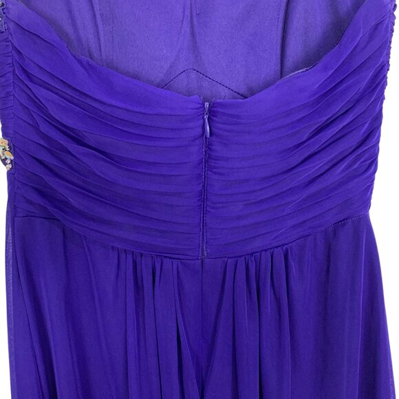 Blondie Nites Purple Chiffon Pleated Jeweled Strapless Cocktail Dress 3 Prom - Picture 7 of 12